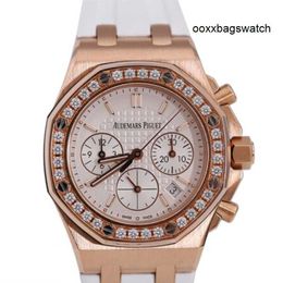 Audemar Pigue Sport Machinery Watches Womens Watch Design Audemar Pigue 26231OR Royal Oak Offshore Panda Face White Plate Ladies Rose Gold Diamond Watch Automa HB0S