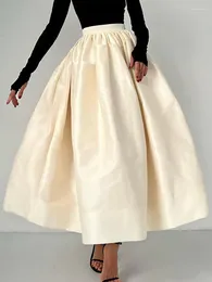 Skirts Long Skirt Women Elegant Fashion Female Vintage Ruffled High Waist Ladies Street Loose Maxi Party