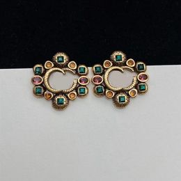 Fashion Coloured Diamond Stud Earrings aretes orecchini Women High Quality Brand Designer Earrings233B