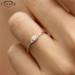 Trendy Thin Gold Silver Color Rings For Women Fashion Gold Zircon Ring Wedding Band Ring Jewelry Drop269n