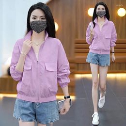 Women's Jackets Summer Sun Protection Clothes Thin Long Sleeves Fashion Stand Collar Solid Color Loose Casual Ladies Jacket 2023