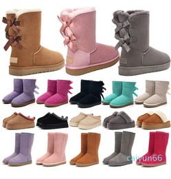 womens platform winter booties girl classic snow windtight short bow mini fur black chestnut pink shoes fashion