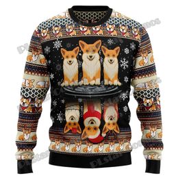 Men's Sweaters PLstar Cosmos Pembroke Welsh Corgi 3D Printed Fashion Men's Ugly Christmas Sweater Winter Unisex Casual Knitwear Pullover MYY18 231130