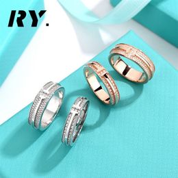 Double T wedding rings Engagement ring 925 silver sterlling jewelry desinger for couples men women valentine's day party gift279O
