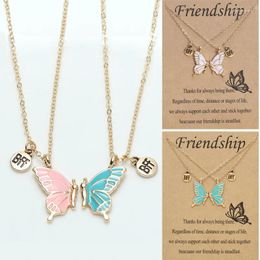 Pendants Colourful Butterfly BFF Absorbent Iron Stone Pendant Collar Chain Forever Friend Card Set Necklace