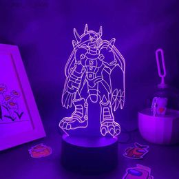 LED Neon Sign Anime War Greymon 3D LED Neon Night Lights Cool Birthday Gifts for Friends Kids Bedroom Decor Manga War Greymon Otaku Lava Lamps YQ231201