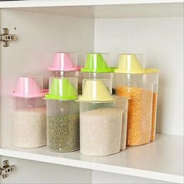 Storage Bottles 1.9/2.5L Rice Cereal Bean Dry Food Dispenser Container Lid Sealed Box