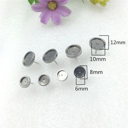 100pcs lot Earrings Base Setting findings blank base setting studs Pins Needles Posts Gluing Pad Cabochon Cameo bezel flat back251K