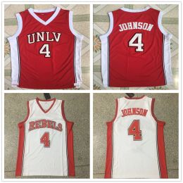NCAA Vintage University of Nevada Las Vegas Larry Johnson College Basketball Jerseys UN #4 Red Ed Shirts S-2XL