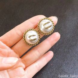 Designer Double Letters Jewellery Earrings Stud Gold Plated Geometric Women Sier Crystal Rhinestone Earring Wedding Party