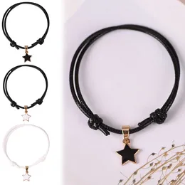 Link Bracelets 2 Pcs/Set Fashion Couple Black White Rope Stars Heart Bracelet For Women And Men Paired Gifts Lovers