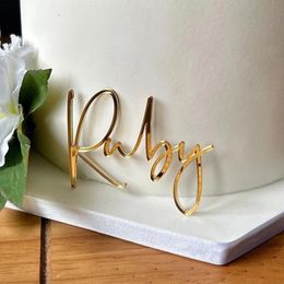 Cake Tools Custom Acrylic Name Cake Charm | Personalised Wedding Cake Decorations Birthday Party Baby Shower Baptism Supplies 231130