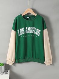 Hoodies Sweatshirts Vintage LOS ANGELES Letter Print Boys Casual Creative Pullover Sweatshirt Long Sleeve Crew Neck Tops Kids Clothing 231201