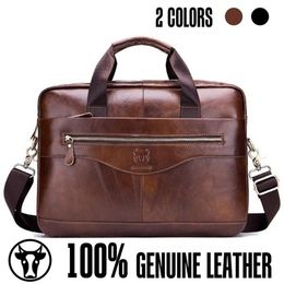 Handbag for Men Briefcase Genuine Leather Shoulder Bag Laptop s Business Travel Messenger Crossbody Tote File Pocket 210907303N