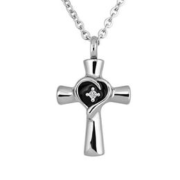 Stainless Steel Silver Cross Urn Necklace Memorial Cremation Ashes Urn Pendant Necklace Keepsake Jewelry Urn Pendant248L