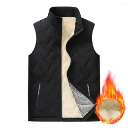 Men's Vests Men Winter Vest Zipper Pocket Premium Thick Padded Plush Stand Collar Windproof Closure Ultimate