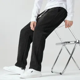 Men's Pants Heavy Slacks Thickened Corduroy Solid Colour Simple Straight-leg Sweatpants Lace Cargo Men