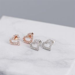 Sterling Silver Earrings Style Elegant Classic Fashion Small Fresh Love Heart-shaped Gift For Girlfriend Stud348C