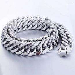 Chains Stainless Steel Curb Cuban Link Necklace For Male 22MM Width Wholesale Silver Colour Chain Men Boys Jewellery