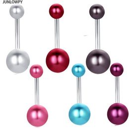 Acrylic Ball Stainless Steel Navel Bar Belly Ring Navel Button Rings Banana Fashion Body Jewelry Ear Piercing Cartilage3085