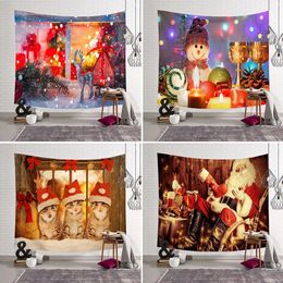 Tapestries Year Decoration Wall Hanging Tapestry Carpet Xmas Tree Snow Scene Elk Cat Bedroom Living Room Home Deocr Christmas Tapestry 231201