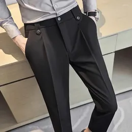 Men's Pants 2023 Spring Summer Men Suit Fashion Casual Business Slim Fit Ankle Length Office Trousers Dress A112