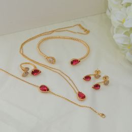 Novidades pulseiras de prata esterlina 925 com pingente de pedra vermelha natural pulseira de strass para mulheres