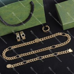 Cuban Chain Gold Necklace Designer Charm Bracelets Brand Stud Jewelry for Gift Opening Rings Women Party Anniversary