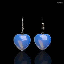Dangle Earrings Crystal Clear Heart Opal Stone Drop For Women Elegant With Pendant Silver Plated Ear Cuff