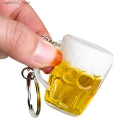 Keychains Lanyards Imitation Beer Mug Keychain Pendant Characteristic Food Ornaments Children's Food Fried Egg Play Food Props R231201