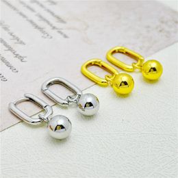 Dangle Earrings Bead Drop For Women Gold/ Silver Color Square Hoop Earring Piercing Ear Cuff Korea Style Jewelry Accessorie Party Gifts