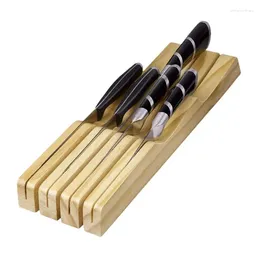 Kitchen Storage Knife Drawer Organiser Self Adhesive Block Holds 7 Knives Wooden Holder For Any Occasion