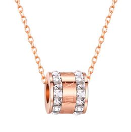 Personality double row crystal Roman numerals pendant high quality ladies rose gold necklace Jewellery Gifts 3GX14353348078