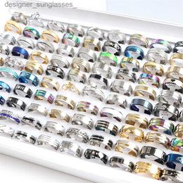 Band Rings 10/20 Pcs/Lot Fashion Multi Style Stainless Steel Jewellery Rings Zircon Crystal Spinner 5 Colours Punk Spikes For Womens Mens GiftL231201