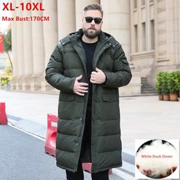 Men's Jackets Long Winter White Down Jacket Men 2023 86 Black Cargo Thick Coat Hooded Warm Male Plus Size 6XL 7XL 8X 9XL 10XL Clothing 231201