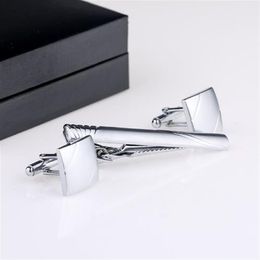 New Selling Mans Cufflinks And Tie Clips Set For Groomsmen Silver Cuff link Tie Pin Cufflinks Tie Bar QiQiWu CT-1017277Z