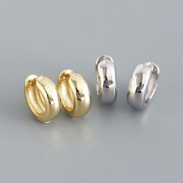 Anti-Allergic 925 Silver Earrings Yellow Gold Plated Shiny Smooth Wide Earrings Hoops for Men Women Nice Jewelry Gift241r