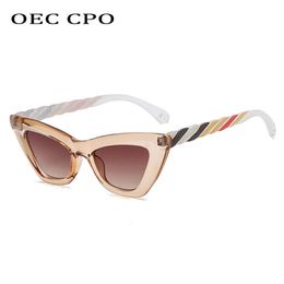 Sunglasses OEC CPO Vintage Cat Eye Women Retro Steampunk Sun Glasses Female Colorful Shades Punk Gradient Eyewear Gafas de sol 231130