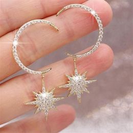 Stud 2021 Trendy Gold Silver Color Moon Star Anise Earrings For Girl Lovers Love Party Gift Jewelry Whole Moonso E56212847