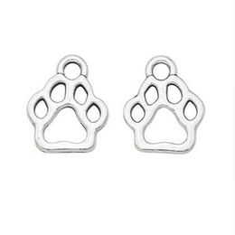 200Pcs alloy Paw Print Charms Antique silver Charms Pendant For necklace Jewellery Making findings 13x11mm186Q