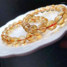 Link Bracelets Natural Citrine Pyramid Beads Bracelet Accessories Luxury Jewellery Quartz Crystal Stone Bangle 1pcs 9.5MM