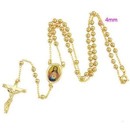 Loyal men's Cool pendant yellow 18k Fine Solid gold G F cross necklace bead chain 23 6 2250