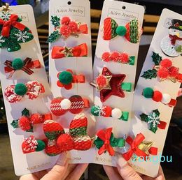 Headwear Hair Accessories New Hairpin Christmas -piece Set Headdress Snowman Tree Baby Jewelry Batch