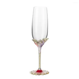 Wine Glasses Engraving Handmade Coloured Creative Flowers Pattern Red Cup Wedding Goblet Crystal Champagne Gift Drinkware