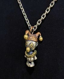 Clavicle chainS925 Thai used pure voodoo clown doll personality popular silver Necklace Pendant female4495281