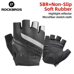 Sports Gloves ROCKBROS Summer Cycling Gloves Half Finger Shockproof Breathable Gym Gloves Men Fingerless Bicycle Gloves Cycling Equipment 231201