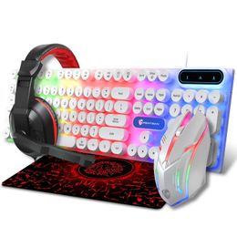 Keyboards Luminous keyboard mouse headset pad three and four piece gaming esports set 231130