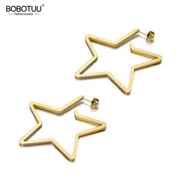 Stud BOBOTUU Fashion Titanium Stainless Steel Love Star Earrings Bohemia Office Jewelry For Women Girls BE19329333x