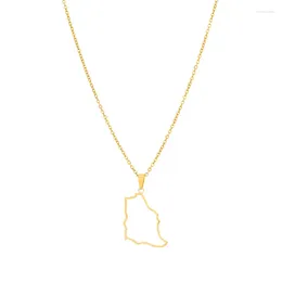 Pendant Necklaces Middle East Saudi Arabia Map Necklace Geometric Cutout KSA For Memorial Stainless ChokerJewelry