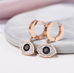 Fashion personality titanium earrings for women Rose Gold evil eye Earrings Holiday party Jewelry2622860